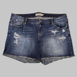 Torrid Distressed Shorts Blue Jean Stretch Denim Size 20